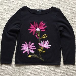 Rafaella XL Black floral sweater